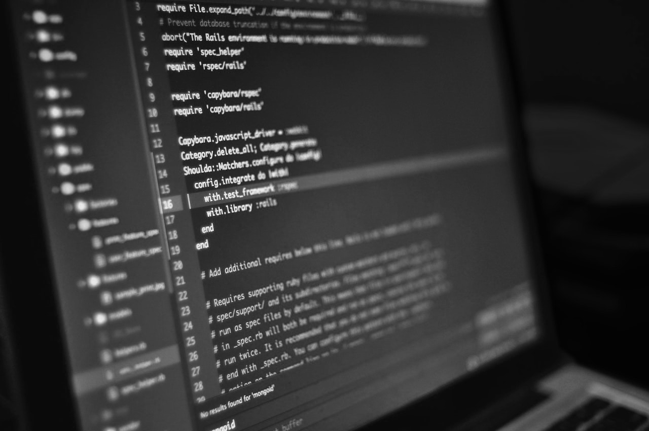 Lines of code on screen